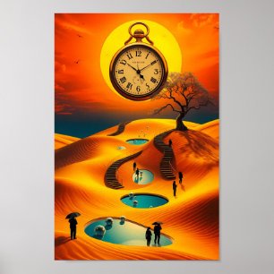 Surrealistische woestijn tijdbeheerder horizon pos poster