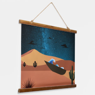 Surrealistische woestijnacht kunstposter    hangend wandkleed