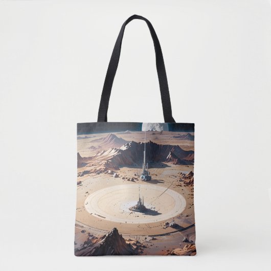 Surrealistische woestijnoase met sci-fi structuur tote bag (Voorkant)