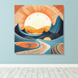 Surrealistische woestijnzonsondergang abstract canvas afdruk