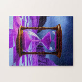 Surrealistische zandloper met Paarse zandvlakte Legpuzzel (Horizontaal)