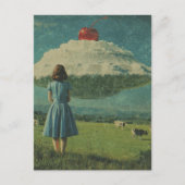 Surrealistische zoete ufo in een melkweide briefkaart (Voorkant)