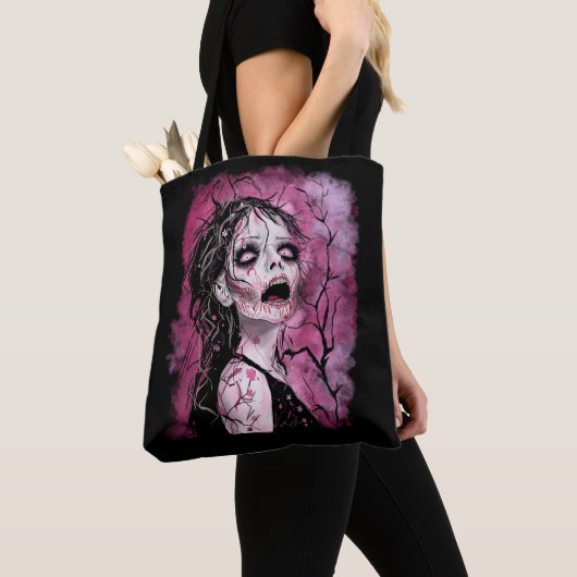 Surrealistische zombie tote bag (Dichtbij)