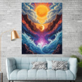 Surrealistische Zon- en Maan Abstracte Landschapsp Poster