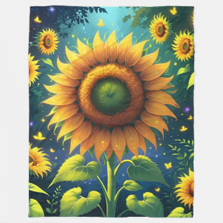 Surrealistische zonnebloemen fleece deken