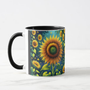 Surrealistische zonnebloemen mok