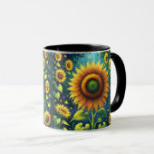 Surrealistische zonnebloemen mok (Voorkant rechts)