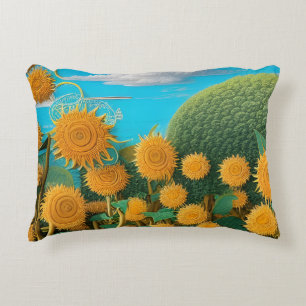 Surrealistische zonnebloemen van Yarn Accent Kussen