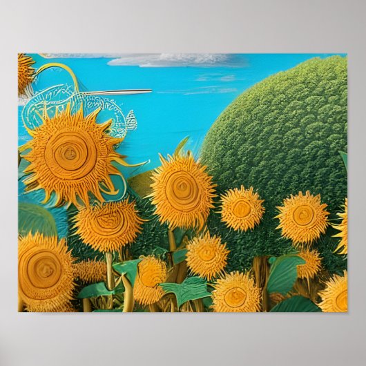 Surrealistische zonnebloemen van Yarn Poster (Voorkant)