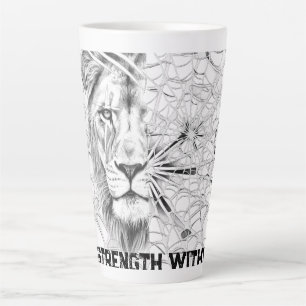 Surrealistische zwart-wit leeuw web motivatie mok