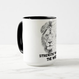 Surrealistische zwart-wit leeuw web motivatie mok