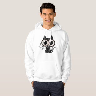 Surrealistische zwarte kat met grote ogen - Mystie Hoodie