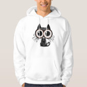 Surrealistische zwarte kat met grote ogen - Mystie Hoodie (Voorkant)
