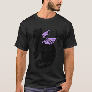 Surrealistische zwarte kat met vleermuisvleugels & t-shirt