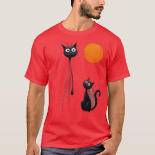 Surrealistische zwarte katten in een dromerig land t-shirt