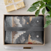 Surrealistische zwarte vrouw droomt van zee en maa tissuepapier (Geschenk)