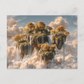 Surrealistische zwevende eilanden met gouden bomen briefkaart (Voorkant)
