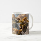 Surrealistische zwevende eilanden met gouden bomen koffiemok (Voorkant rechts)