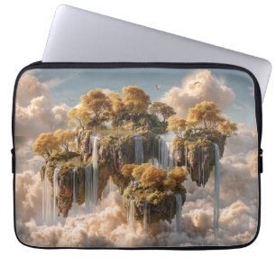 Surrealistische zwevende eilanden met gouden bomen laptop sleeve