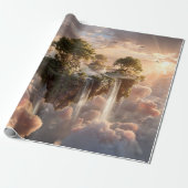 Surrealistische zwevende eilanden met watervallen cadeaupapier (Uitgerold)