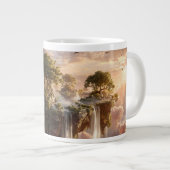 Surrealistische zwevende eilanden met watervallen grote koffiekop (Voorkant rechts)