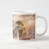 Surrealistische zwevende eilanden met watervallen grote koffiekop (Rechts)