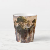 Surrealistische zwevende eilanden met watervallen latte mok (Voorkant)