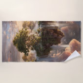 Surrealistische zwevende eilanden met watervallen strandlaken (Voorkant)