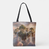 Surrealistische zwevende eilanden met watervallen tote bag (Achterkant)