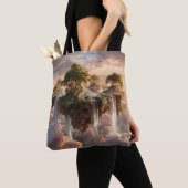 Surrealistische zwevende eilanden met watervallen tote bag (Dichtbij)