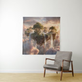 Surrealistische zwevende eilanden met watervallen wandkleed (In situ)