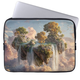 Surrealistische zwevende kliffen met watervallen laptop sleeve