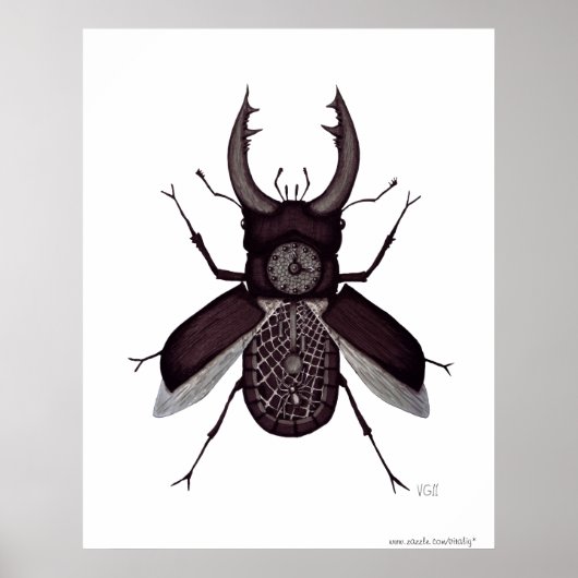 Surreechte zwarte en witte tekening van de klok poster (Voorkant)