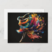 Surreëel Kleur Splash Ballerina Briefkaart (Voorkant / Achterkant)