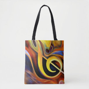 Surreële Muzieknoten Renditie Olieverf Tote Bag