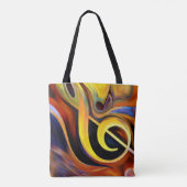 Surreële Muzieknoten Renditie Olieverf Tote Bag (Achterkant)