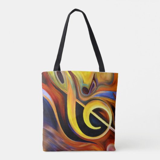 Surreële Muzieknoten Renditie Olieverf Tote Bag (Achterkant)