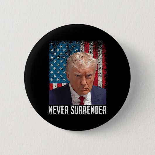 Surrender Trump Mok Shot 2024 President Amerikaans Ronde Button 5,7 Cm (Voorkant)