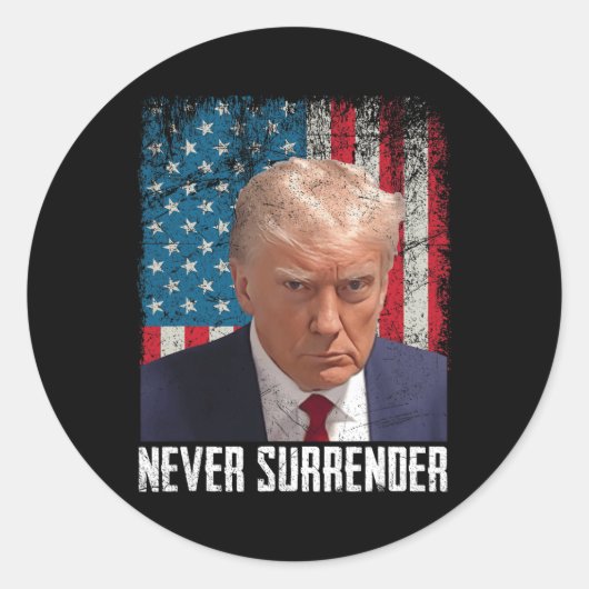 Surrender Trump Mok Shot 2024 President Amerikaans Ronde Sticker (Voorkant)
