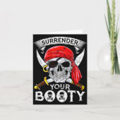 Surrender Your Booty Rate Skull Funny Jolly Roger Kaart (Voorkant)