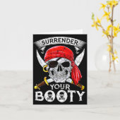 Surrender Your Booty Rate Skull Funny Jolly Roger Kaart (Gele Bloem)