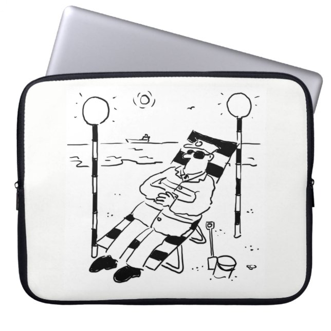 Surreus Afbeelding van een Lollipop-Man Zonnebaden Laptop Sleeve (Voorkant)