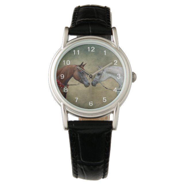 Surreus twee paarden schilderen. horloge (Voorkant)