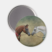 Surreus twee paarden schilderen. magneet (Voorkant / Achterkant)