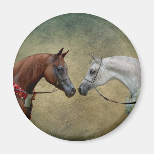 Surreus twee paarden schilderen. magneet (Voorkant)