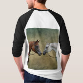Surreus twee paarden schilderen. t-shirt (Achterkant)