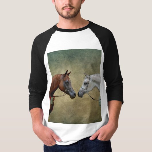 Surreus twee paarden schilderen. t-shirt (Voorkant)
