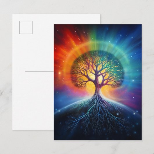 Surreusachtige regenboogboom briefkaart (Voorkant / Achterkant)