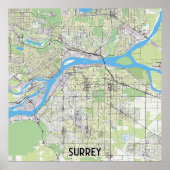 Surrey Canada kaart Poster (Voorkant)