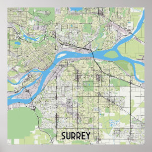 Surrey Canada kaart Poster